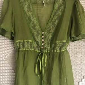 Free People 100% Silk Flutter Top